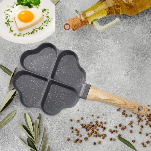 Sartén para tortitas y huevos con moldes en forma de corazón, compatible con inducción