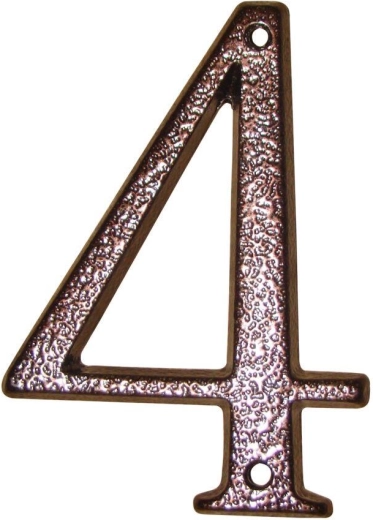 Número de casa 4 marrón – aleación de zinc, altura 117 mm