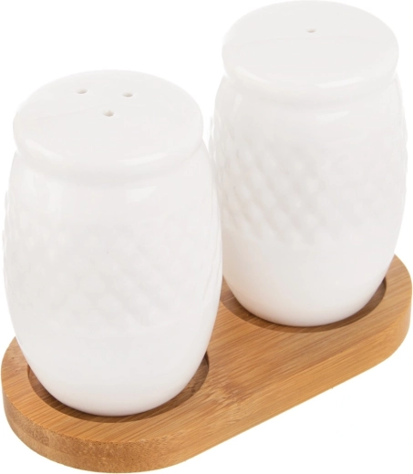 Salero y pimentero de porcelana con soporte Orion Whiteline - 3 piezas