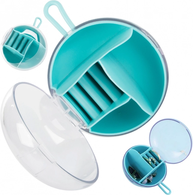 Joyero redondo de viaje con compartimentos