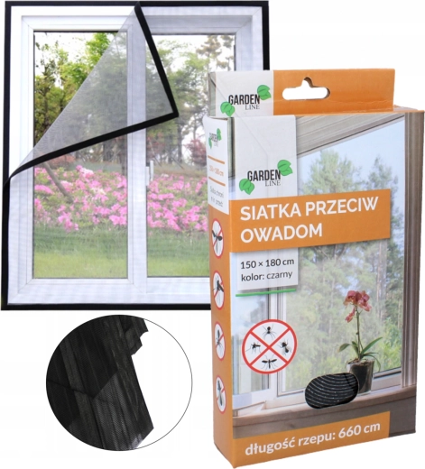 Mosquitera para ventanas 150 × 180 cm, negra