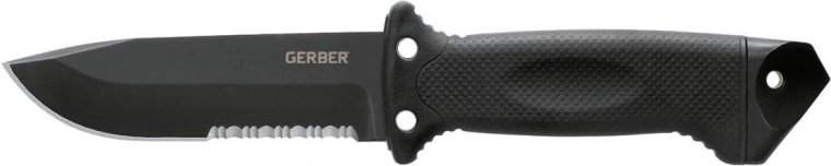 Gerber LMF II Infantry cuchillo táctico de infantería 12,5 cm, negro con empuñadura de goma GFN y funda de nailon