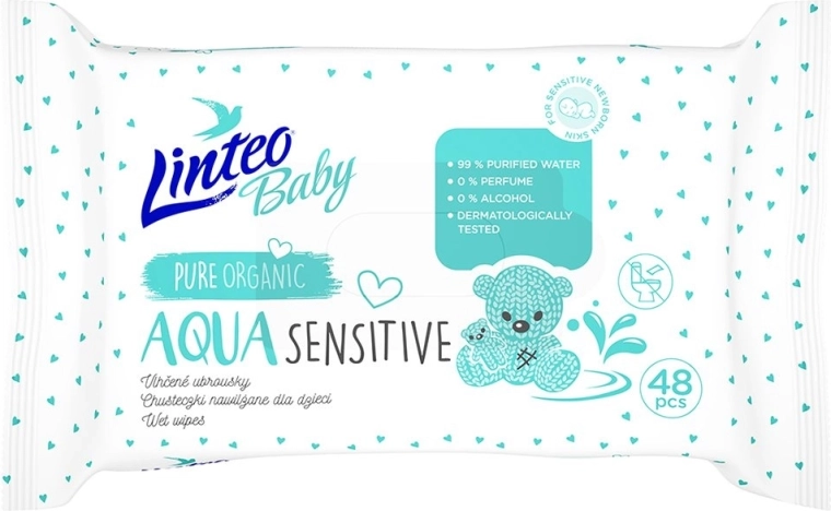 Toallitas húmedas infantiles Linteo baby aqua sensitive 48 uds