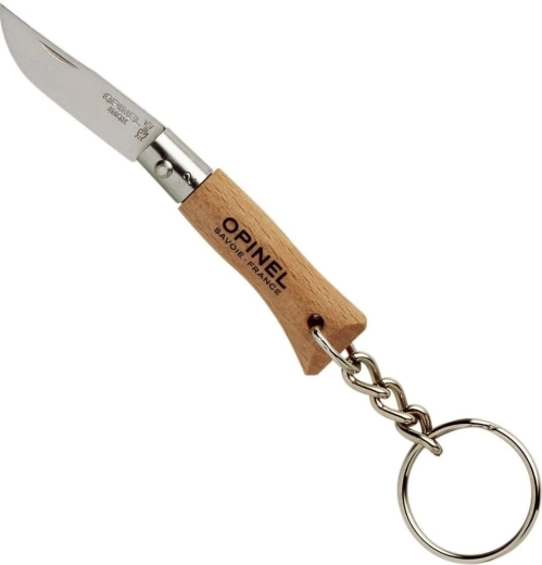 Opinel N°02 Inox cuchillo de bolsillo para llaves 3,5 cm, madera de haya