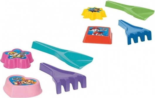 Juego de arena 4 piezas Patrulla Canina – pala, rastrillo y 2 moldes