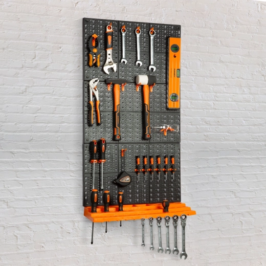 Organizador de pared para herramientas con 3 paneles