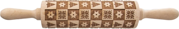 Rodillo decorativo de madera con motivo navideño