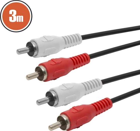 Cable de audio RCA de 3 m, rojo y blanco