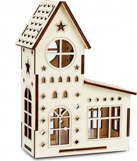 Casita de iglesia de madera con vela LED Kouzlo dřeva