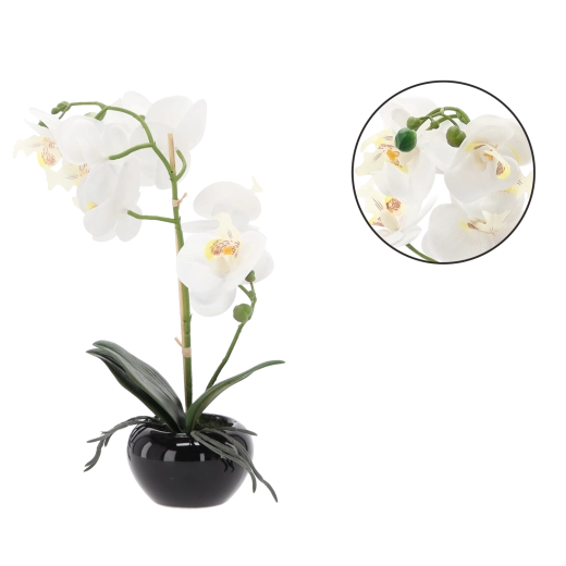 Flor artificial orquídea blanca 30 cm