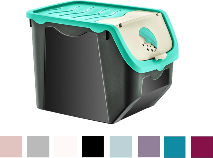 Caja de almacenamiento de plástico para verduras de 12 l con ventilación regulable