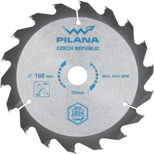 Disco de sierra PILANA 160 mm, 18 dientes, WZ, SK