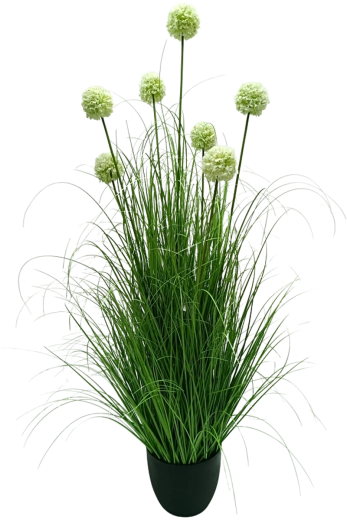Ajo ornamental artificial en maceta blanco de 125 cm