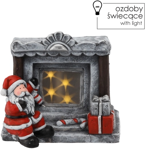 Figura LED navideña – Santa junto a la chimenea 31 × 24,5 × 28,5 cm