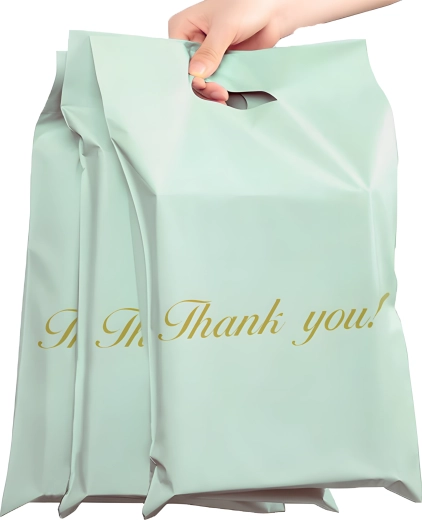 Sobres de mensajería color menta con asa Thank You 310 × 420 + 70 mm, 50 unidades