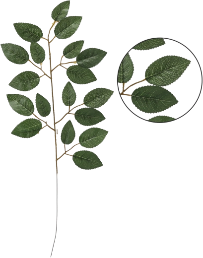 Ramita artificial de hojas de rosa 58 × 26 cm, verde (paquete de 12 uds.)
