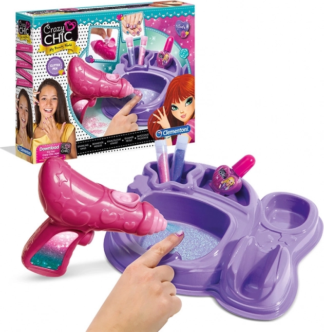 Clementoni Crazy Chic uñas brillantes – set creativo para decorar uñas para niños