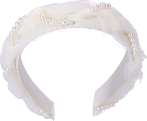 Diadema de satén blanca con perlitas