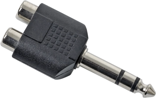Adaptador Y de 2 conectores RCA hembra a conector Jack macho de 6,3 mm