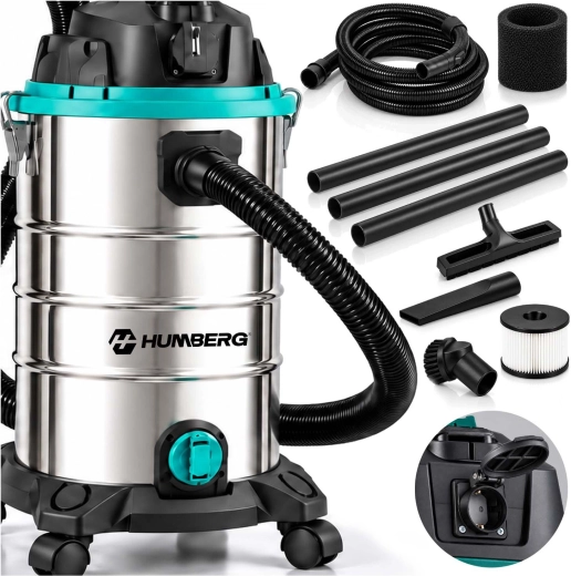 Aspiradora industrial Humberg para aspiración en seco y húmedo, 30 l, 1600 W