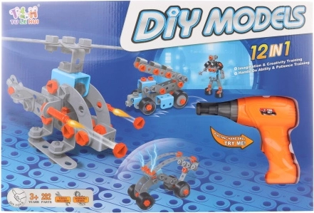 Kit de construcción con tornillos y taladro – 282 piezas