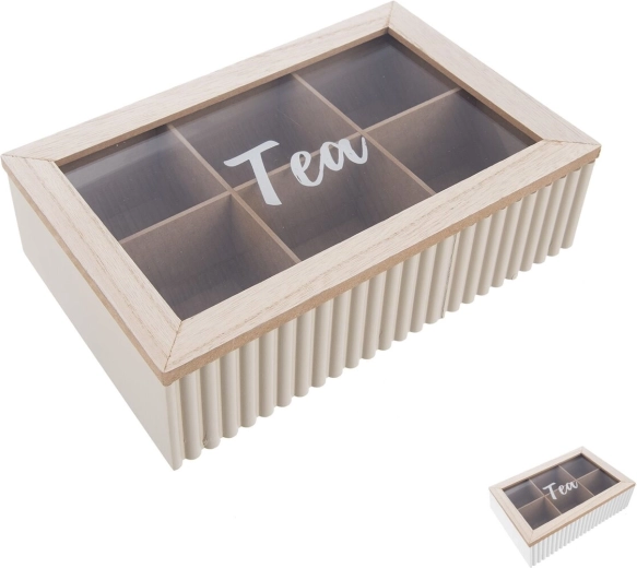 Caja blanca para té con seis compartimentos