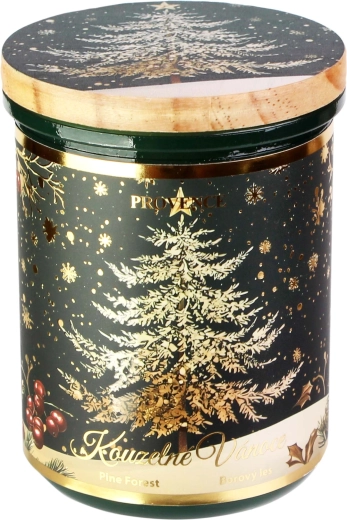 Vela navideña en vaso con tapa de vidrio, verde 240 g
