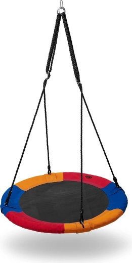 Columpio nido circular NILS Camp 90 cm, azul/rojo/naranja