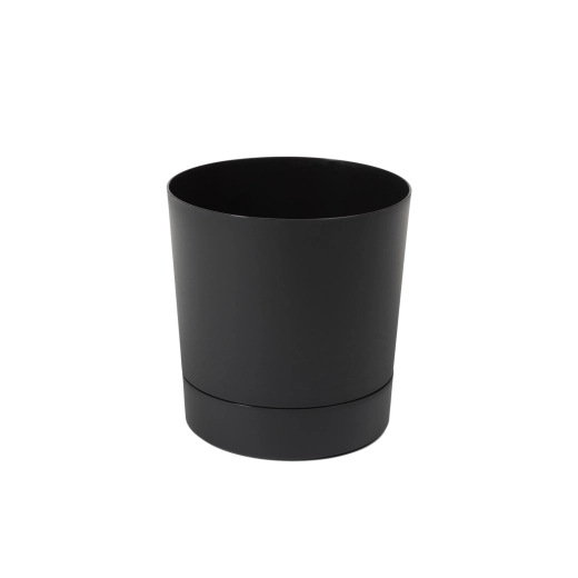 Maceta con plato Aura 14,5 cm negra