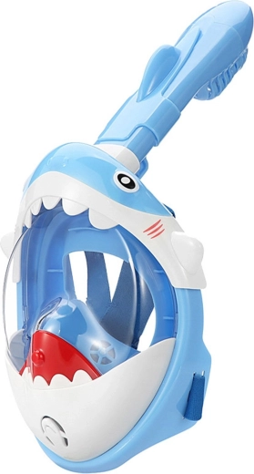 Máscara infantil de snorkel integral con diseño de tiburón XS