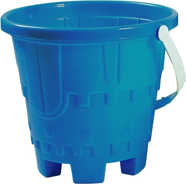 Cubo para arena Androni con forma de castillo azul