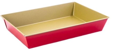 Bandeja para hornear con superficie antiadherente 36 × 24,5 × 6 cm rojo-dorado
