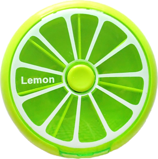 Pastillero redondo con motivo de limón 9 × 2,5 cm