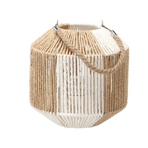 Farol decorativo con inserto de vidrio de 25 cm – patrón de damero