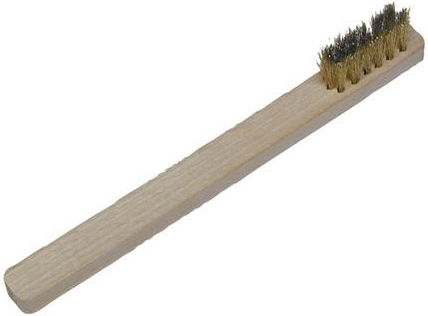 Cepillo de alambre MAZÁČEK con mango largo, 3 filas, alambre de latón 0,15 mm