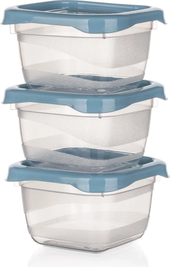 Juego de recipientes cuadrados para alimentos 0,1 l CULINARIA, nordic blue, 3 uds