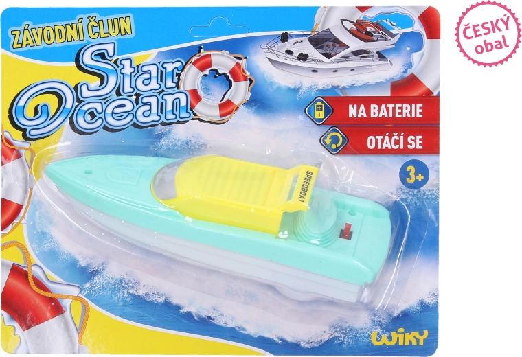 Barco de carreras de plástico para el agua a pilas, 18 cm