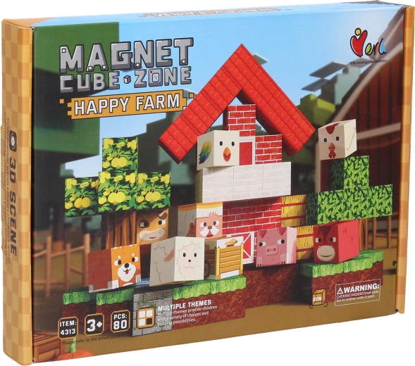 Set de construcción Magnet Cube Zone Happy Farm (80 piezas)