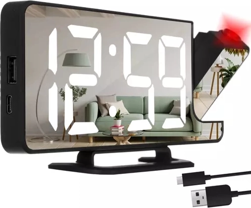 Reloj despertador digital con proyección y pantalla espejo IZOXIS