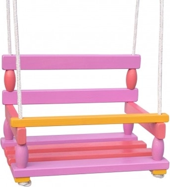 Columpio de madera para niños 40 × 30 cm, capacidad 80 kg – Rosa