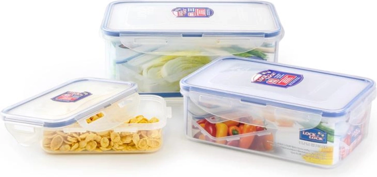 Juego de recipientes para alimentos con cierre Lock, 3 uds