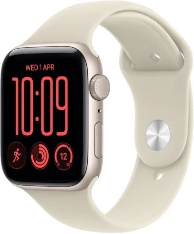 Apple Watch SE 3 GPS de 40 mm con caja de aluminio en color blanco estelar y correa deportiva de color arena M/L