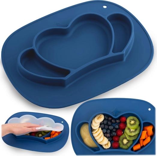 Plato infantil de silicona con ventosa Corona RICOKIDS con tapa