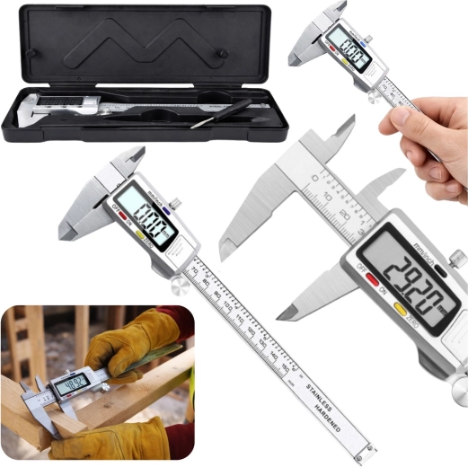 Calibrador electrónico digital deslizante de acero inoxidable de 150 mm con LCD