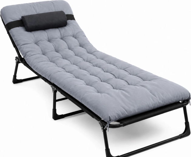 Cama turística plegable premium 200 × 68 cm negro-gris