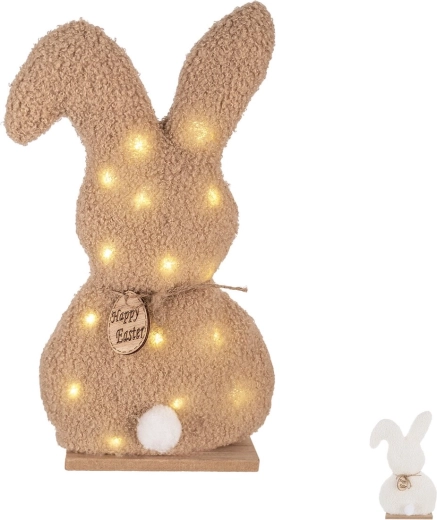 Conejito LED de Pascua sobre base de madera, 31 cm