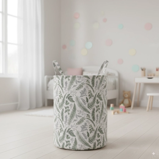 Cesta textil para ropa y juguetes con estampado de hojas 30 × 42 cm