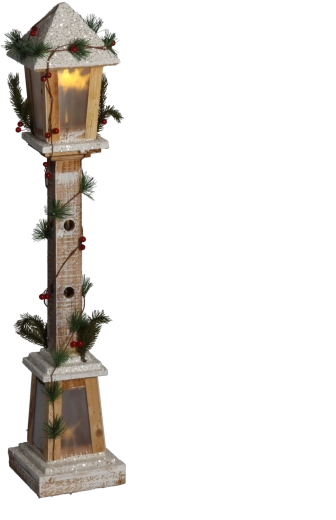 Farol navideño de madera blanco con iluminación LED de 85 cm