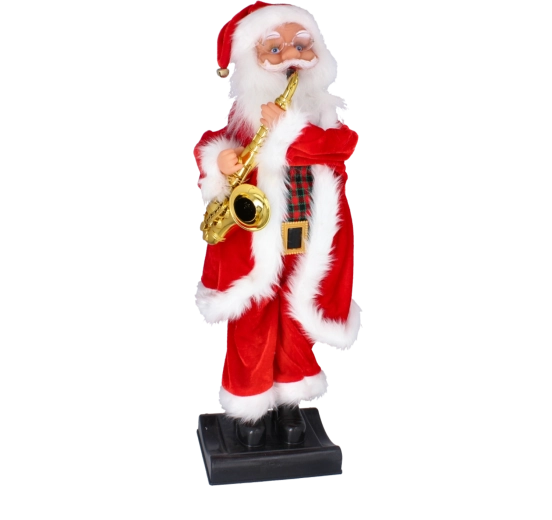 Figura navideña musical de San Nicolás con saxofón 81 cm - 1 pieza
