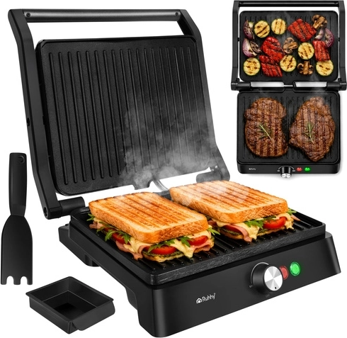 Parrilla eléctrica de contacto y sandwichera Ruhhy 2000 W